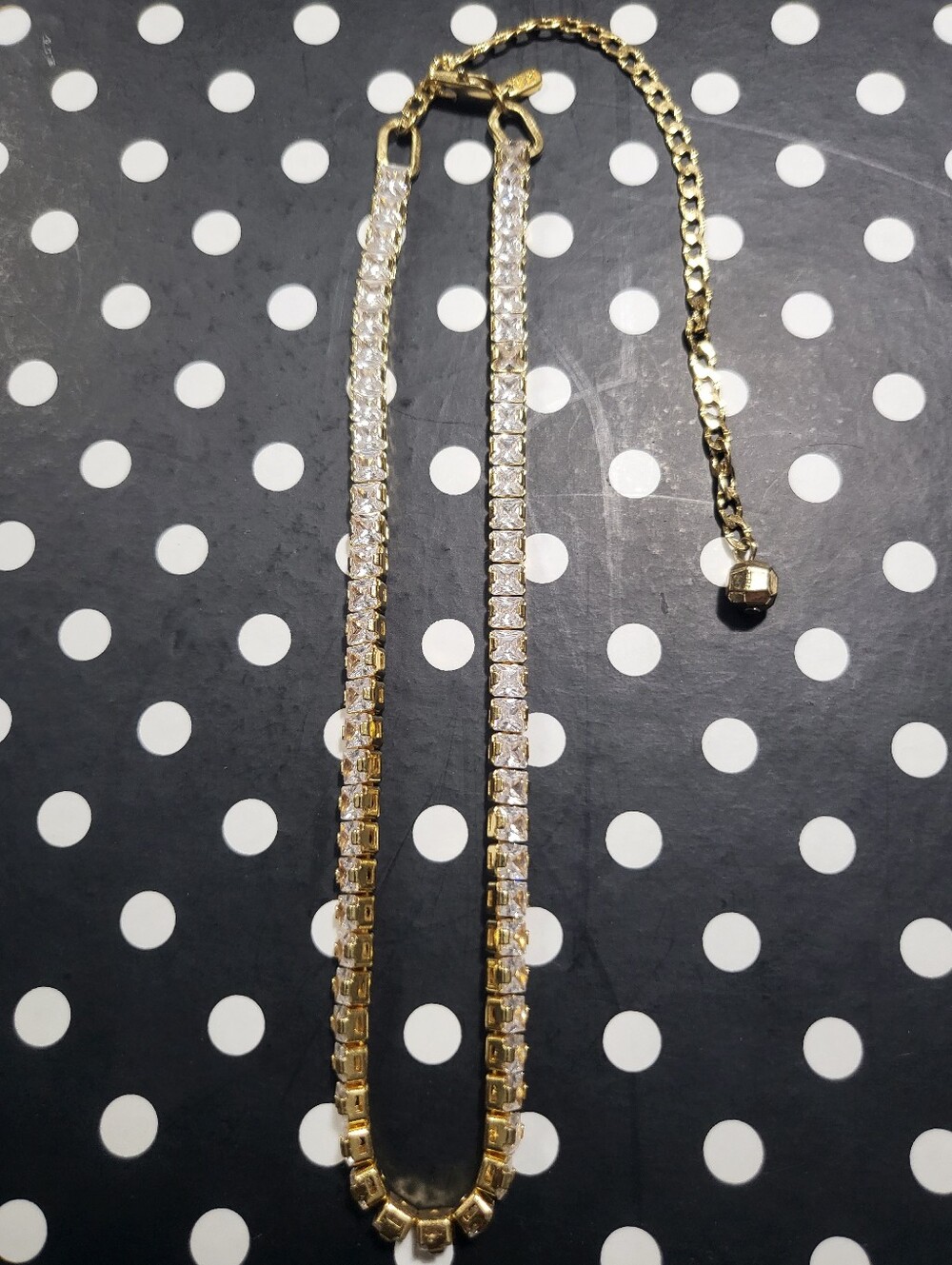 Vanessa Mooney Gold Rhinestone Tennis Choker Necklace